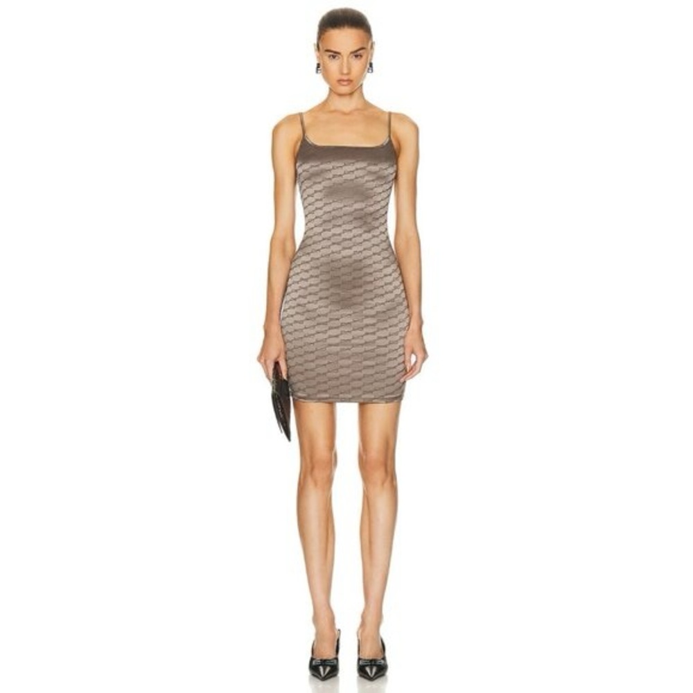 Balenciaga BB Monogram slip dress in a stretch satin-finish material XS